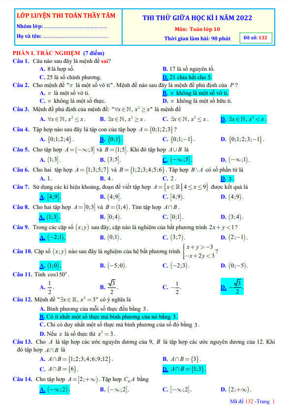 03 đề thi thử giữa học kì 1 (HK1) lớp 10 môn Toán Kết Nối Tri Thức Với Cuộc Sống