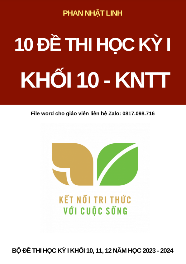 10 đề kiểm tra cuối học kì 1 (HK1) lớp 10 môn Toán Kết Nối Tri Thức Với Cuộc Sống có đáp án