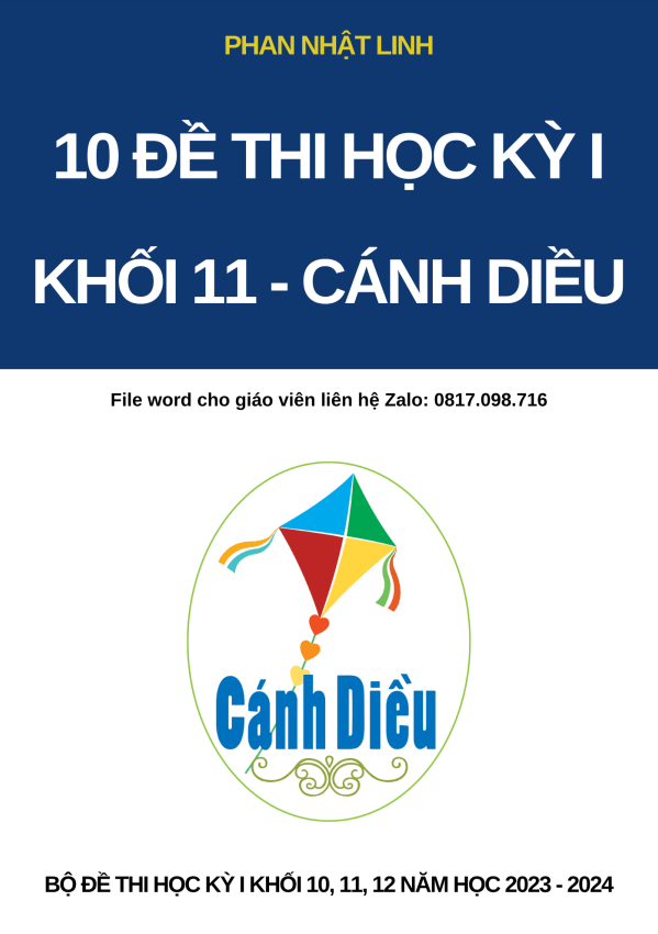 10 đề kiểm tra cuối học kì 1 (HK1) lớp 11 môn Toán Cánh Diều có đáp án