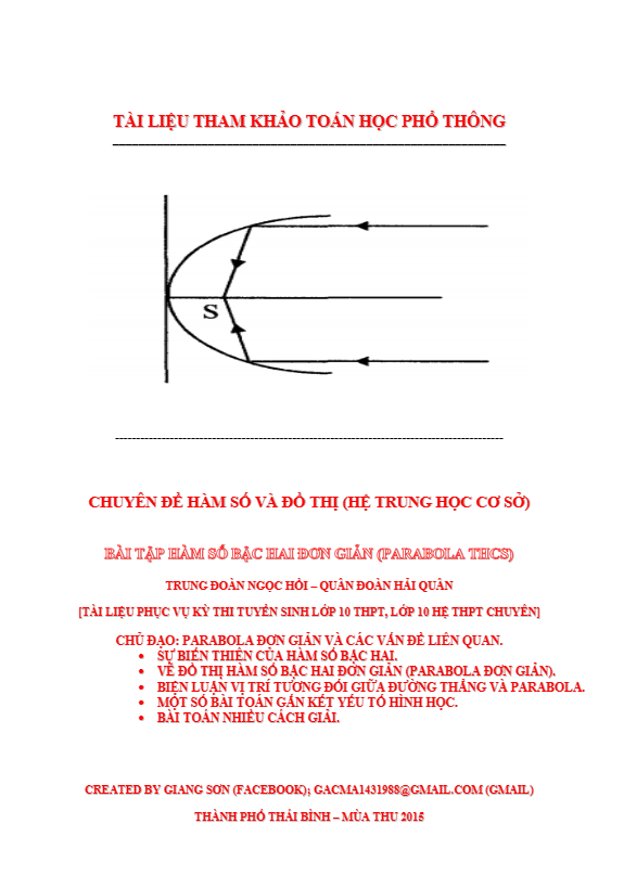 101 bài toán Parabol và các vấn đề liên quan Lương Tuấn Đức
