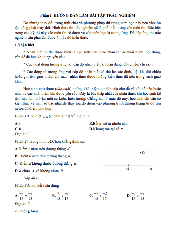 Bài tập trắc nghiệm lớp 6 môn Toán