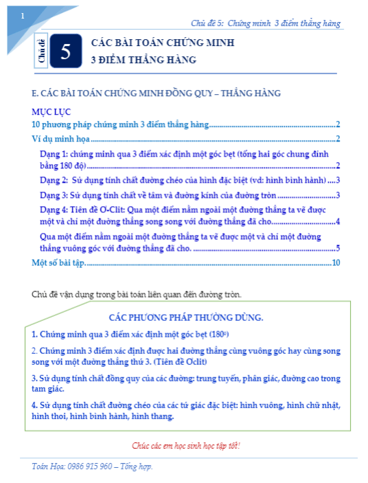 Các bài toán chứng minh ba điểm thẳng hàng