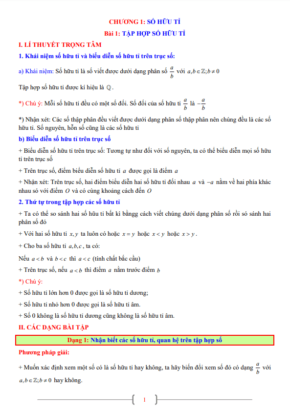 Các chuyên đề học tập lớp 7 môn Toán phần Đại số