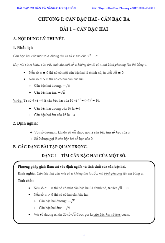 Chuyên đề căn bậc hai và căn bậc ba Bùi Đức Phương