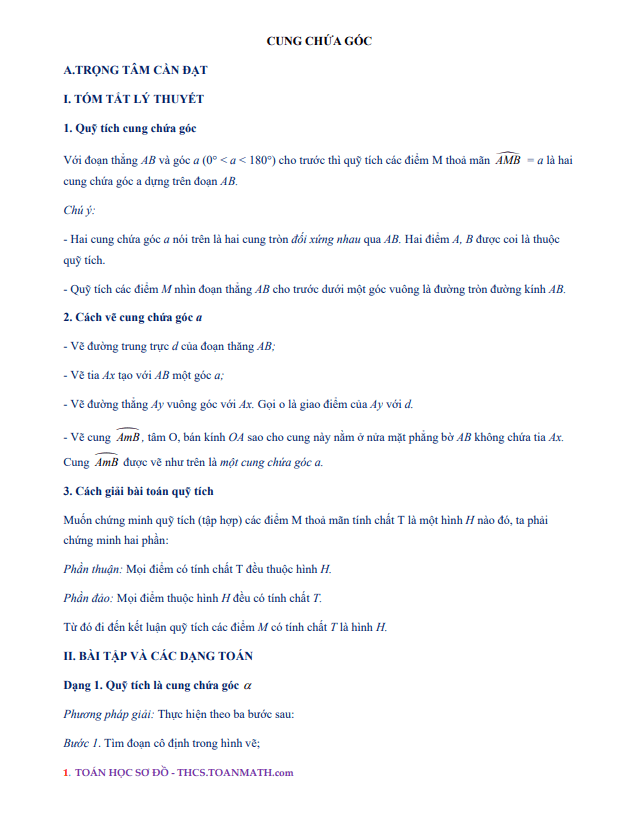 Chuyên đề cung chứa góc
