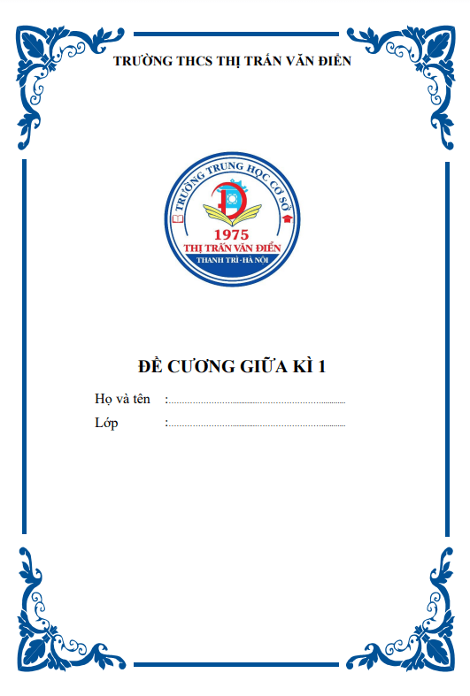 Đề cương giữa học kì 1 (HK1) lớp 6 môn Toán năm 2022 2023 trường THCS thị trấn Văn Điển Hà Nội
