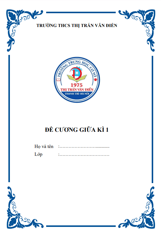 Đề cương giữa học kì 1 (HK1) lớp 7 môn Toán năm 2022 2023 trường THCS thị trấn Văn Điển Hà Nội