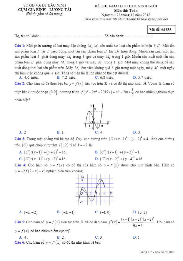 Đề thi giao lưu HSG Toán năm 2018 2019 cụm Gia Bình Lương Tài Bắc Ninh
