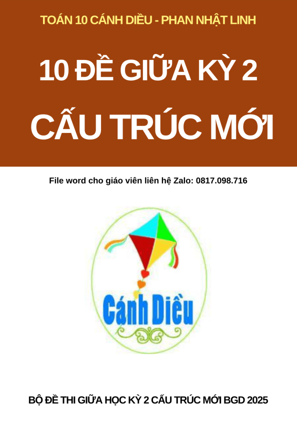 Đề thi giữa học kì 2 (HK2) lớp 10 môn Toán Cánh Diều năm 2023 2024 theo định hướng Bộ GD ĐT 2025