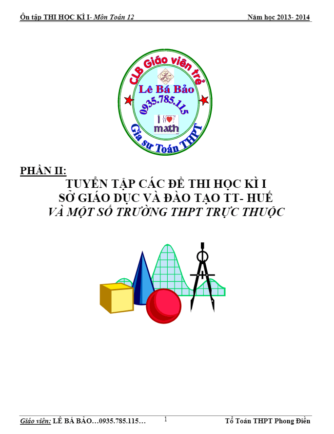 Đề thi học kì 1 (HK1) các trường THPT tại Thừa Thiên Huế