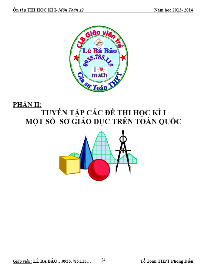 Đề thi học kì 1 (HK1) một số Sở GD và ĐT trên toàn quốc