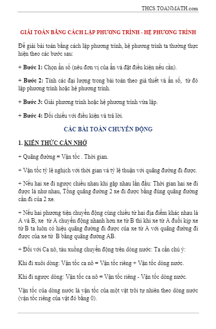 Giải toán bằng cách lập phương trình hệ phương trình