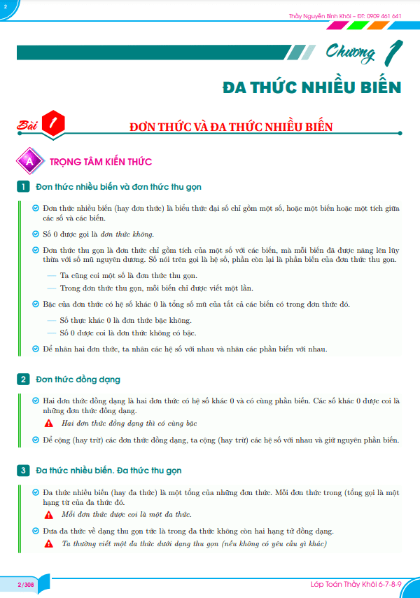 Phân dạng và bài tập biểu thức đại số lớp 8 môn Toán Chân Trời Sáng Tạo