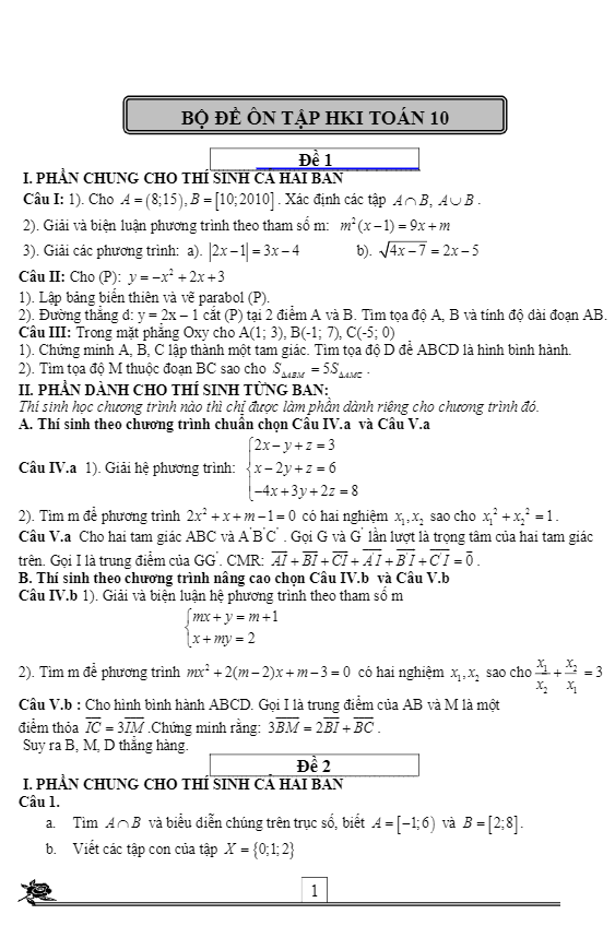 Tuyển tập 35 đề thi học kì 1 (HK1) 