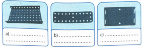 1. Em hãy nêu tên một số chi tiết trong bộ lắp ghép mô hình kỹ thuật dưới đây.