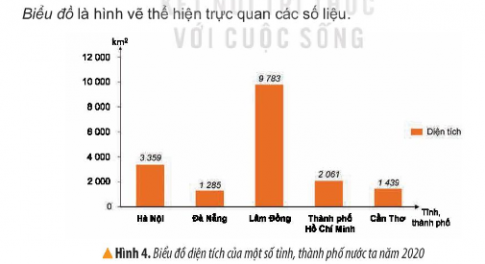 Quan sát hình 4, em hãy cho biết tỉnh thành phố nào có diện tích lớn nhất