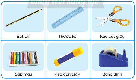 Em hãy sử dụng vật liệu và dụng cụ dưới đây để làm diều giấy