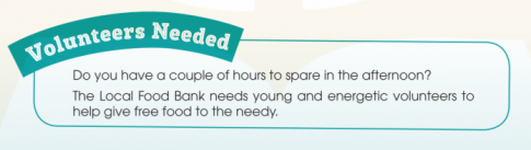 3. You saw this job advert for a volunteer at the local food bank and want to apply. Write an application letter for this position (120-150 words).