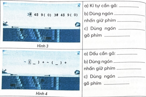 Điền thông tin vào chỗ trống ở cột bên phải để chỉ ra cách gõ đúng theo hướng dẫn của phần mềm ở cột bên trái