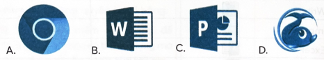 Khoanh tròn vào chữ cái đặt trước đáp án đúng. Để kích hoạt phần mềm Word, em nháy đúp chuột vào biểu tượng nào sau đây trên màn hình nền?