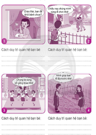 Nêu cách duy trì quan hệ bạn bè được mô tả trong hình.