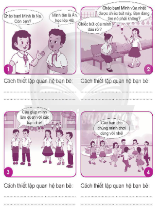 Nêu cách thiết lập quan hệ bạn bè được mô tả trong tranh