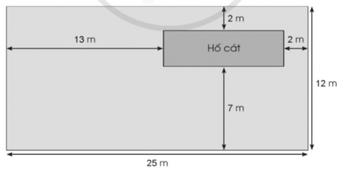 Em hãy tính diện tích hố cát trên. Nói cho bạn nghe cách tính của em.