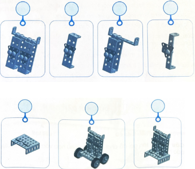 Điền số thứ tự đúng của các thao tác khi lắp ghép chân ở mỗi hình.