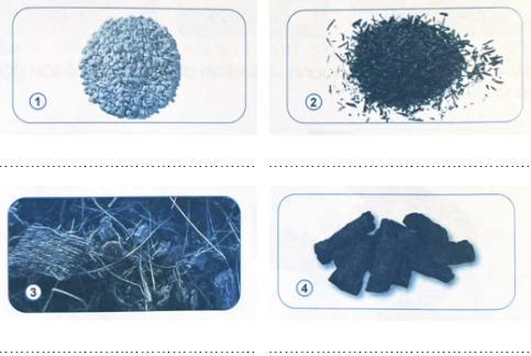 Điền tên các loại giá thể trồng hoa, cây cảnh vào chỗ trống dưới các hình cho phù hợp.