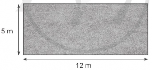 Sân chơi nhà cô Thuý có kích thước như hình dưới đây. Cô muốn mua thảm cỏ nhựa trải sân chơi đó, biết rằng mỗi mét vuông thảm cỏ có giá 285 000 đồng. Tính số tiền mua thảm cỏ để trải vừa sân nhà cô Thuý.