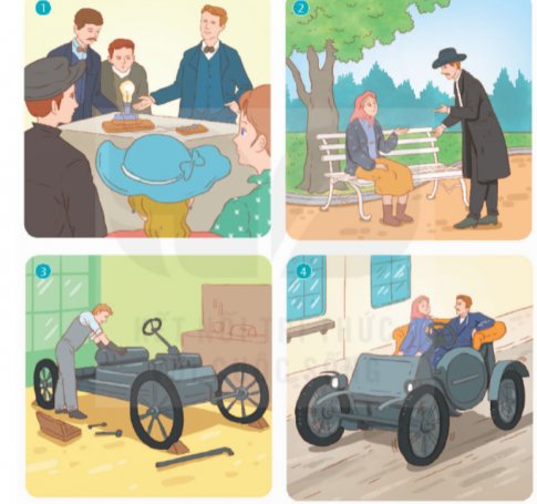 Dựa vào tranh minh họa và nghe kể câu chuyện nhà phát minh và bà cụ (SHS tiếng việt lớp 4, tập một, trang 100), ghi lại những sự việc chính.