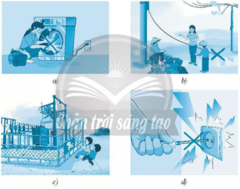  Em hãy mô tả nguyên nhân gây tai nạn điện có thể xảy ra trong các hình dưới đây.