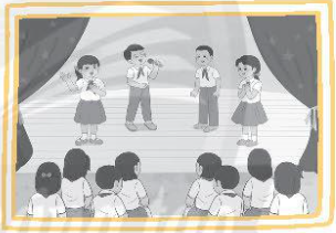 Quan sát các hình dưới đây và cho biết âm thanh được con người và động vật sử dụng như thế nào trong đời sống hằng ngày. Viết vào chỗ (...) câu trả lời của em.