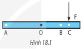 18.2. Một thanh thẳng có thể quay quanh trục O (Hình 18,1), lần lượt tác dụng lực F (phương thẳng đứng, chiều từ trên xuống dưới, độ lớn không dồi) vào các vị trí A, B, C, O. Tác dụng làm quay của lực F tại vị trí nào là lớn nhất?