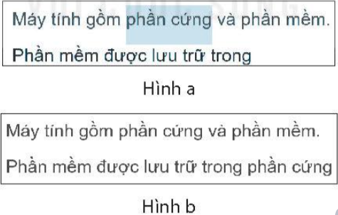 Sau khi chọn đoạn văn bản như Hình a, bạn An cần làm gì để được kết quả là đoạn văn bản như Hình b?