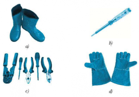  Em hãy cho biết tên gọi và tác dụng của dụng cụ an toàn điện có trong các hình dưới đây.