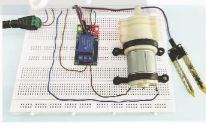 Em hãy nêu công việc và yêu cầu kĩ thuật trong quy trình lắp ráp mạch điện điều khiển sử dụng mô đun cảm biến độ ẩm theo các hình minh họa dưới đây.