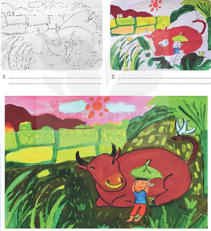 Câu hỏi 1. Hãy mô tả các bước thực hiện sản phẩm mĩ thuật về chủ đề Những kỉ niệm đẹp bằng hình thức vẽ