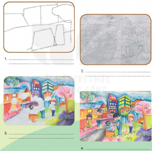 Câu hỏi 1. Hãy mô tả cách thực hành sản phẩm mĩ thuật lớp 2D thể hiện chủ đề Môi trường Xanh-Sạch-Đẹp từ màu nước