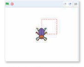 Em hãy hoàn thiện chương trình ở bảng 1 để điều khiển cô bọ di chuyển theo các cạnh của hình vuông