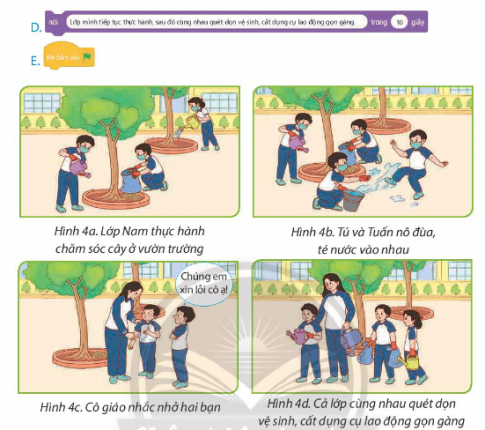  Em hãy ghép mỗi lệnh nói trong chương trình ở hình 2 với một kết quả tương ứng ở Hình 3 khi chạy chương trình.