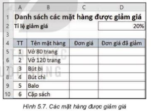 Giải tin học lớp 8 Kết nối bài 5 Sử dụng bảng tính giải quyết bài toán thực tế