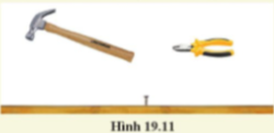 Để nhổ một chiếc đinh ra khỏi tấm gỗ, người ta sử dụng một chiếc búa nhổ đinh hoặc một chiếc kim (hình 19.11)...b) Vận dụng kiến thức, kĩ năng về đòn bầy để giải thích cách làm.