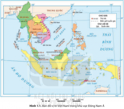 Quan sát hình 1.1 và dựa vào thông tin mục 1, hãy trình bày đặc điểm vị trí địa lí của Việt Nam.