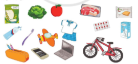 Chuẩn bị tranh ảnh về các loại hàng hóa trong cuộc sống hằng ngày.