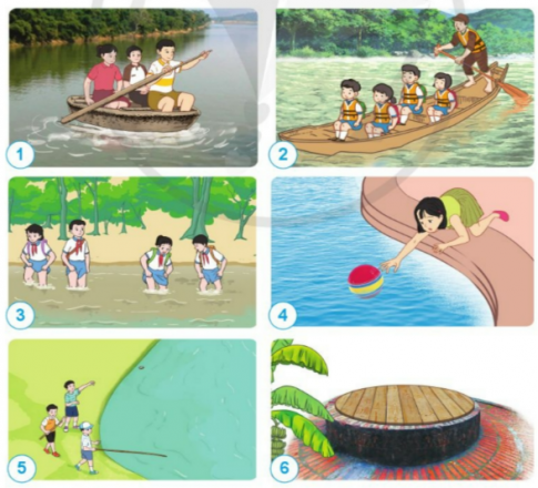 Nêu những việc nên hoặc không nên làm để phòng tránh đuối nước trong các hình dưới đây.