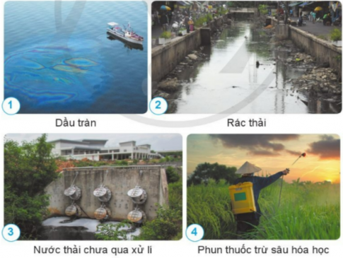 Nêu những nguyên nhân gây ô nhiễm nguồn nước ở các hình dưới đây.