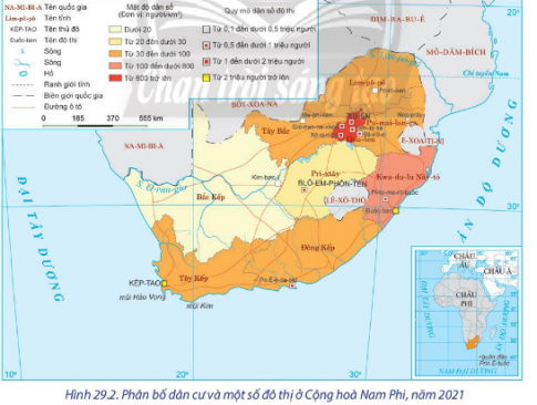 - Nhận xét quy mô, tỉ lệ gia tăng dân số và phân bố dân cư ở Cộng hòa Nam Phi. - Phân tích tác động của đặc điểm dân cư đến sự phát triển kinh tế- xã hội ở Công hòa Nam Phi.