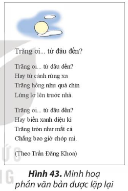 Em hãy đọc và quan sát hai khổ thơ trong Hình 43