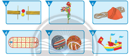 Em hãy kể tên các đồ chơi dân gian có trong hình dưới đây